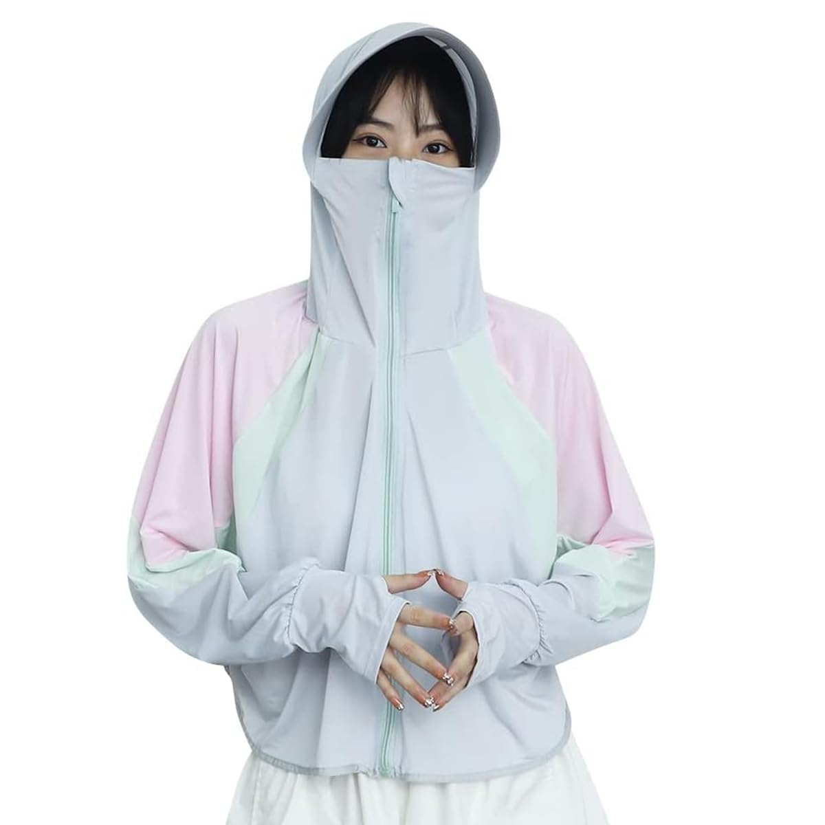 PALAY Woman Sun Protection Hoodie Jacket Lightweight UPE50+ Sun Blocking Coat with Pocket Long Sleeve Shirt Hiking Outdoor with Face Mask PALAY Woman Sun Protection Hoodie Jacket Lightweight UPE50+ Sun Blocking Coat with Pocket Long Sleeve Shirt Hiking Outdoor with Face Mask